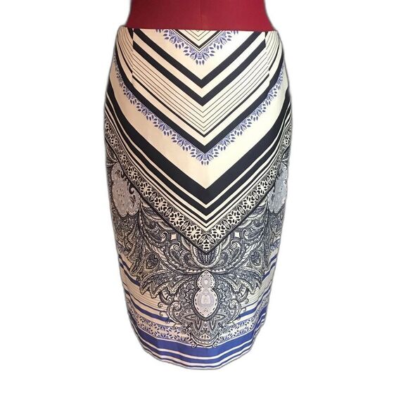 ANTONIO MELANI Skirt Women's Size 4 Multi-Colored Geometric Midi Pencil - Picture 1 of 6